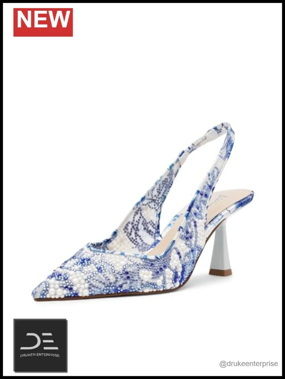 Betsey Johnson Women's Pointed Toe Slingback Stiletto Heel Pump Mesh Adornment